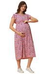 Inner Sense Organic Cotton Bamboo Nursing Dress - Pink Flowerburst — thumbnail 4